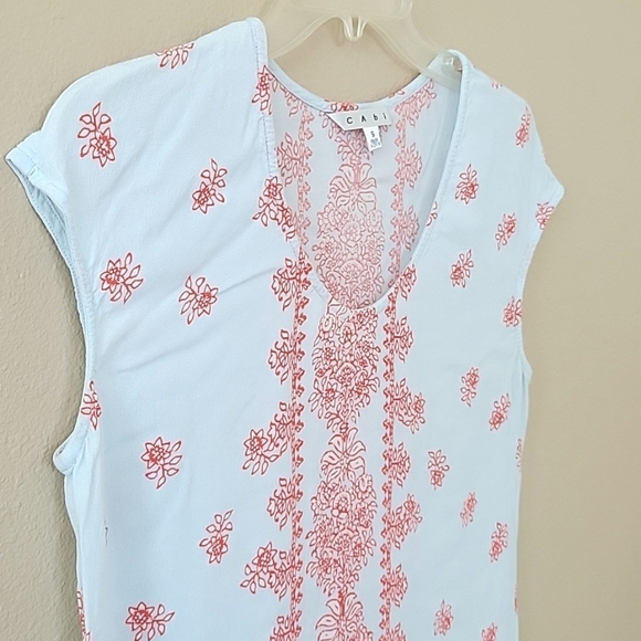 CAbi Blue Red Serene Boho Tunic Blouse - Size Small - Picture 3 of 7